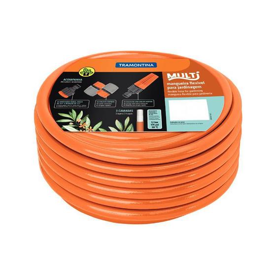 Mangueira Tramontina Multi 1/2" com Acessórios Laranja Menor preço em Mangueira Tramontina Multi 1/2" com Acessórios Laranja