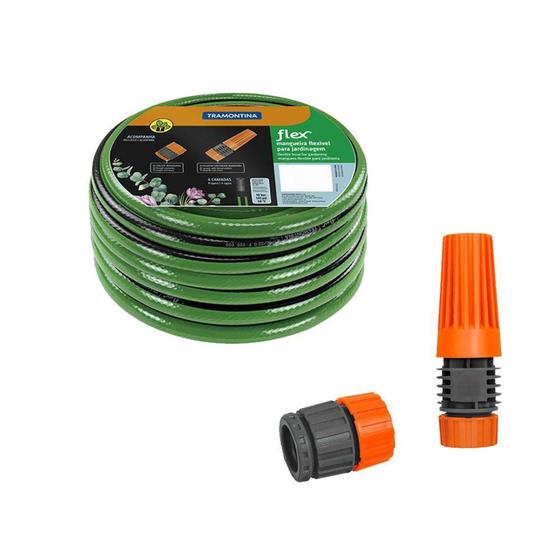 Imagem de Mangueira Tramontina PVC C/ Engate e Esguicho Flex 15m Verde