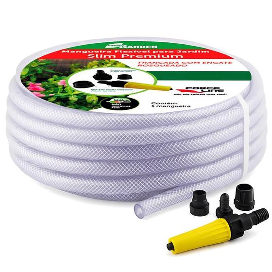 Imagem de Mangueira Trançada 15m Slim Transparente com Engate e Esguicho Force Line