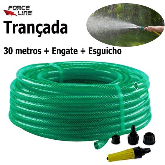 Imagem de Mangueira Trançada 30m Slim Verde Engate+esguicho Force Line