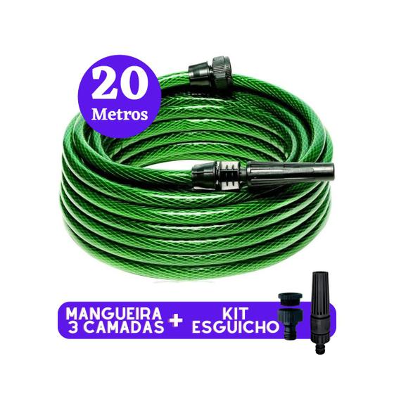 Imagem de Mangueira trançada de Jardim de 10/20/30/50 Metros Não Dobra Portátil 2 Cores Recapada Flexivel Esguicho Resistente