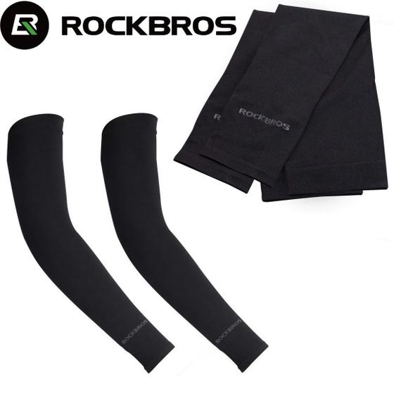 Imagem de Manguito Preto Protetor Mangote Proteção Solar Uv Futebol Moto Corrida Bike RockBros XT9002 