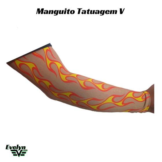 Imagem de Manguito Tatuagem Laranja Manga de Proteção Solar Raios UV50+