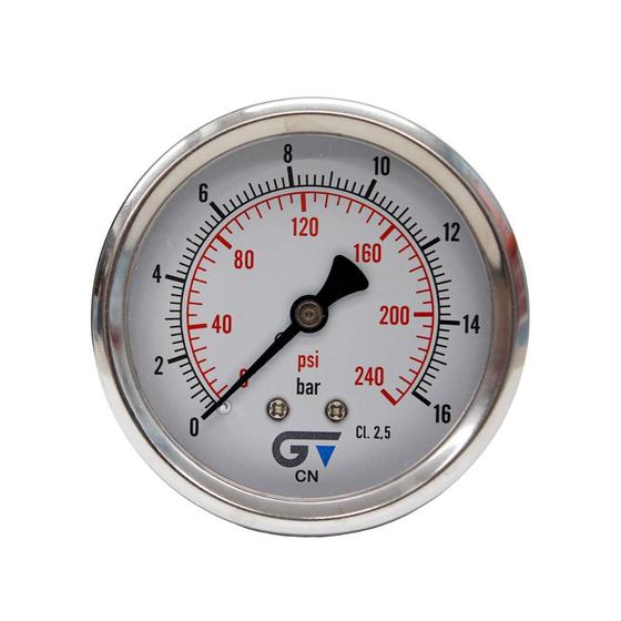 Imagem de Manômetro com Glicerina 1/4" 240 psi DN63 Saída Horizontal Genebre