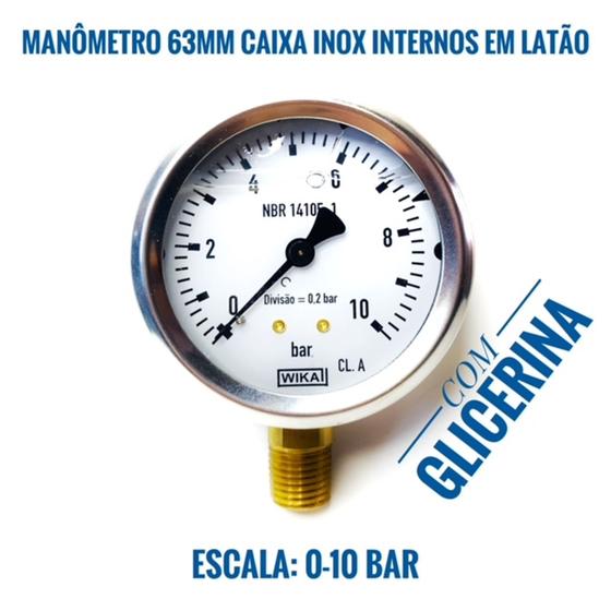 Imagem de Manômetro D.63mm (2.1/2) 0-10 Bar -vertical Caixa Inox Int.