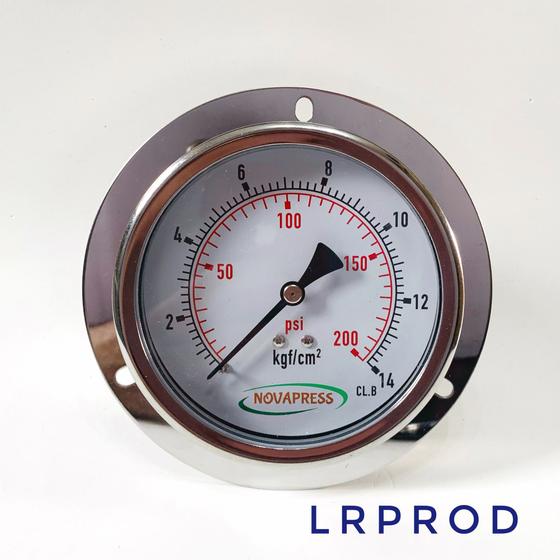 Imagem de Manômetro horizontal - diam.100mm (4” ) com escala de 0-14 KGF/CM2 x 200 PSI - com Flange