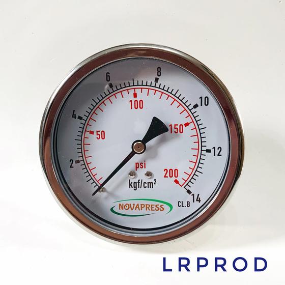 Imagem de Manômetro horizontal - diam.100mm (4” ) com escala de 0-14 KGF/CM2 x 200 PSI