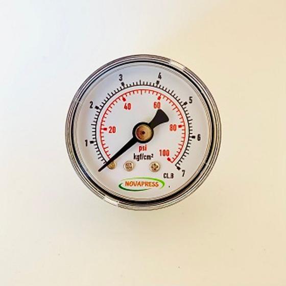 Imagem de Manômetro horizontal -diam.40mm (1.1/2” ) com escala de 0-7 KGF/CM2 x 100 PSI