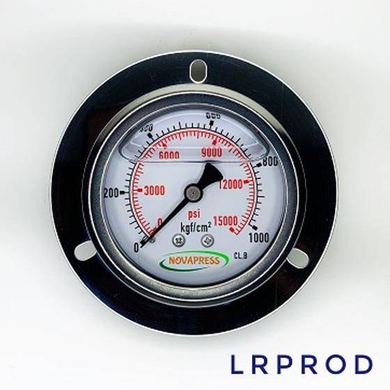 Imagem de Manômetro horizontal -diam.63mm (2. 1/2” ) com escala de 0-1000 KGF/CM2 x 15000 PSI - Com Flange