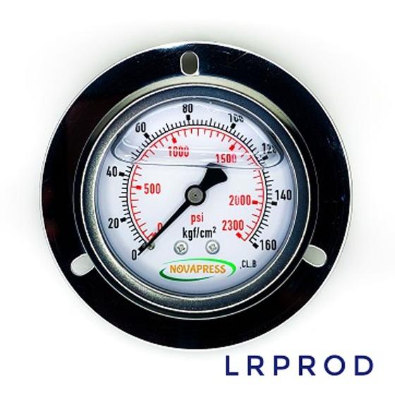 Imagem de Manômetro horizontal -diam.63mm (2. 1/2” ) com escala de 0-160 KGF/CM2 x 2300 PSI - Com Flange