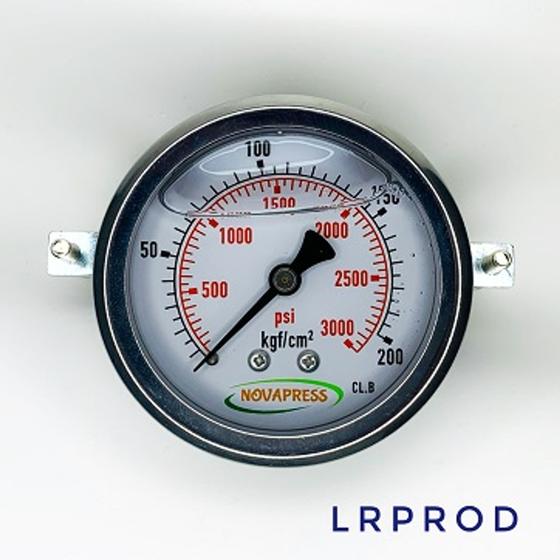 Imagem de Manômetro horizontal -diam.63mm (2. 1/2” ) com escala de 0-200 KGF/CM2 x 3000 PSI - Com Garra