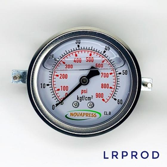 Imagem de Manômetro horizontal -diam.63mm (2. 1/2” ) com escala de 0-60 KGF/CM2 x 900 PSI - Com Garra