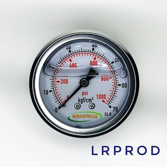 Imagem de Manômetro horizontal -diam.63mm (2. 1/2” ) com escala de 0-70 KGF/CM2 x 1000 PSI