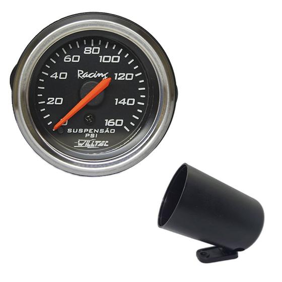 Imagem de Manômetro mecânico pressão de ar 0-160psi preto - w04.446c + copo