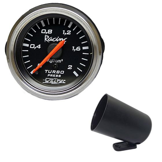 Imagem de Manômetro mecânico pressão de turbo 0-2kgf/cm² preto/cromado - w04.065c + copo