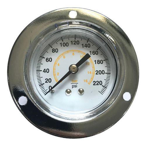 Imagem de Manômetro Painel 40mm Rosca 1/8 Com Flange 16 Bar 0-240 Psi