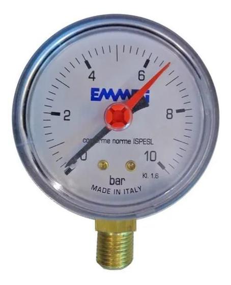 Imagem de Manômetro Para Medir Pressão Hidraúlica10 Bar-1/4 63Mm
