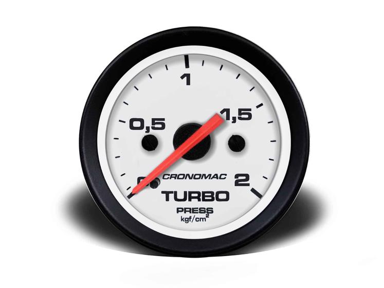 Imagem de Manômetro turbo 52mm mecânico 2kg street branco (155302sb) cronomac