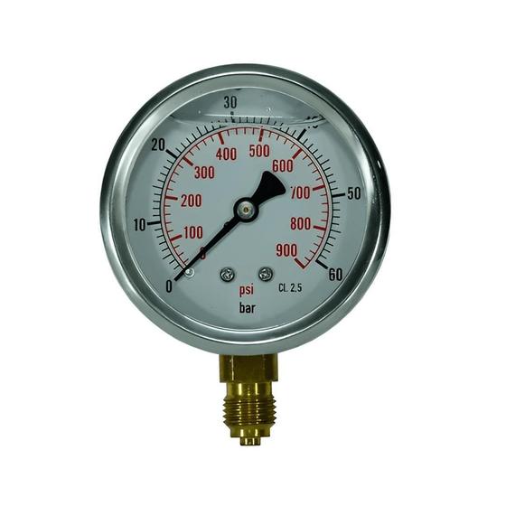 Imagem de Manômetro Vertical Com Glicerina 2.1/2 0 Á 60 Bar Bsp 1/4