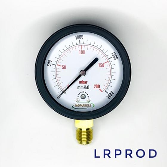 Manômetro verticaldiam.100mm (4” ) com escala de 02000 MMH20 x 200