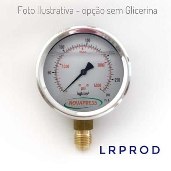 Imagem de Manômetro vertical - diam.100mm (4") com escala de 0-280 KGF/CM2 x 4000 PSI Com Glicerina