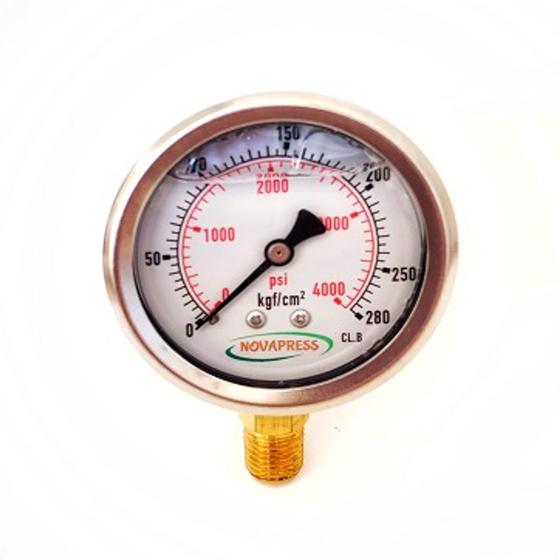 Imagem de Manômetro vertical-diam.63mm (2. 1/2” ) com escala de 0-280 KGF/CM2 x 4000 PSI