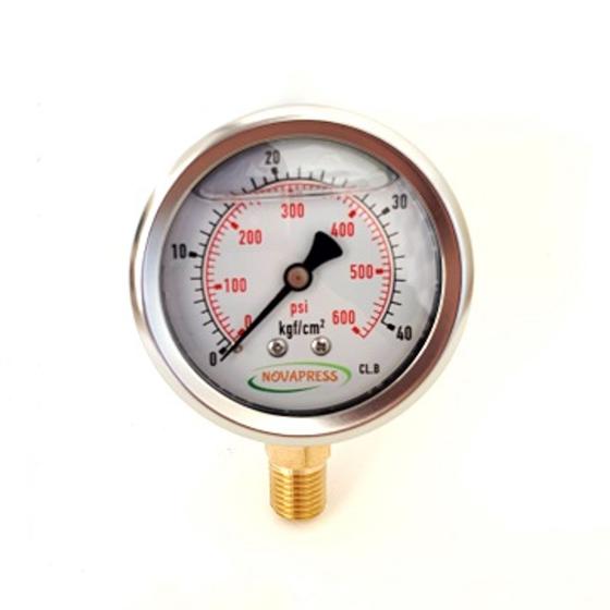 Imagem de Manômetro vertical-diam.63mm (2. 1/2” ) com escala de 0-40 KGF/CM2 x 600 PSI
