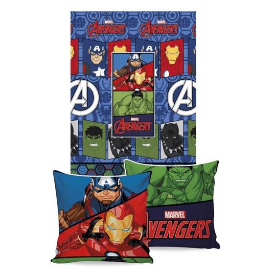 Imagem de Manta Almofada Marvel Avengers 45x45 150x200 - Jolitex