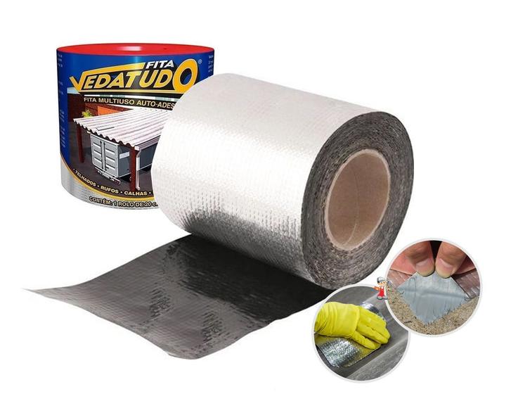 Manta asfaltica adesiva aluminizada Impermeabilizante Para Telhados, chapas, Baús 30cm X 10m Menor preço em Manta asfaltica adesiva aluminizada Impermeabilizante Para Telhados, chapas, Baús 30cm X 10m