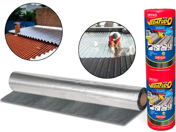 Manta Asfáltica Aluminizada Telhado Auto Adesiva- 60cm X 10m Menor preço em Manta Asfáltica Aluminizada Telhado Auto Adesiva- 60cm X 10m