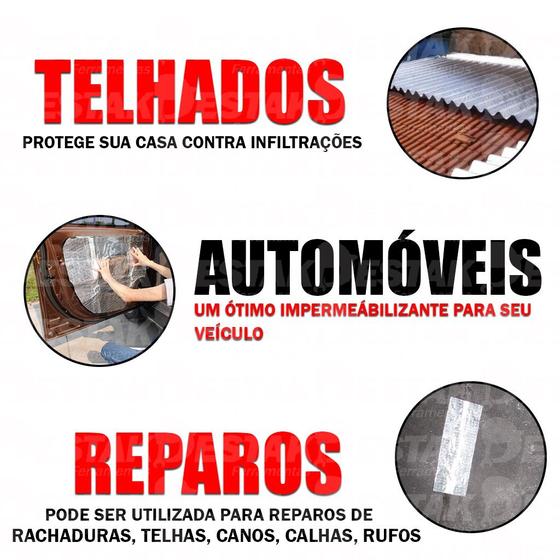 Imagem de Manta Asfaltica Fita Vedatudo Autoadesiva Impermeabilizadora Aluminizada 30cm x 10m