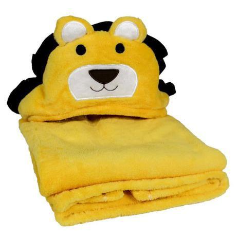 Imagem de Manta Baby com Capuz de Leao 075x100cm Amarelo Jolitex