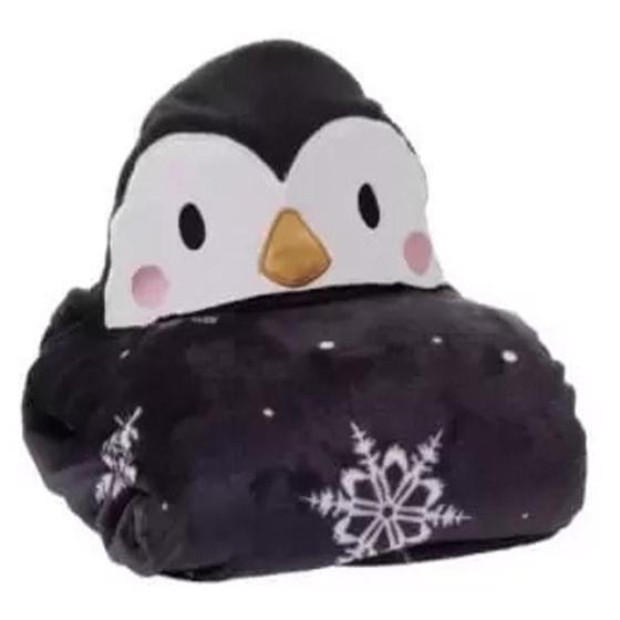 Imagem de Manta Baby Com Capuz de Pinguim Preto