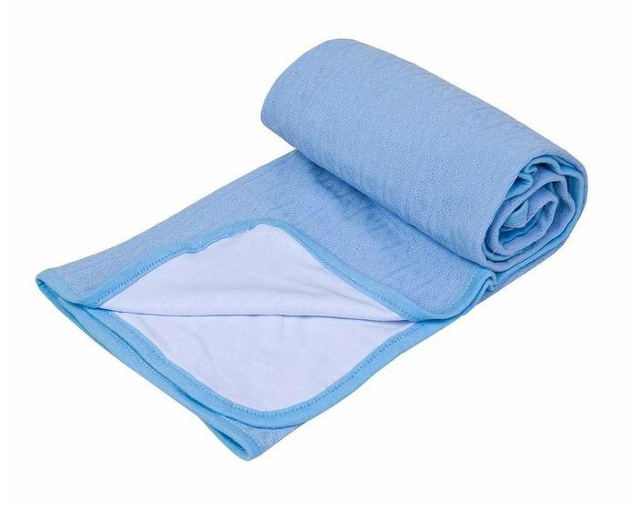 Imagem de Manta Bebê Tricot Com Forro De Malha Azul Papi