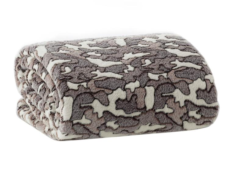 Imagem de Manta Casal Flannel Toque Macio Sollievo Relevo Camuflagem Multicam Jolitex