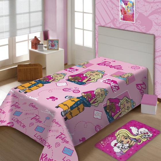 Imagem de Manta Coberta Barbie Girl Menina Infantil Cama Solteiro Criança Tecido Quentinho Fofo Antialergico