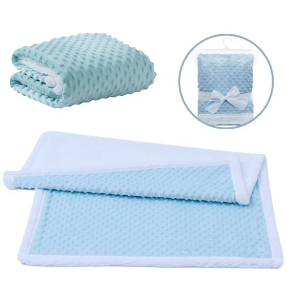 Imagem de Manta Coberta De Bebe Microfibra Solft Sherpa Dupla Face Azul