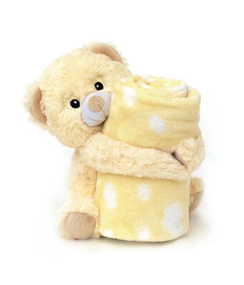 Imagem de Manta Cobertor Microfibra com Bichinho de Pelúcia Ursinho Amarelo  - Loaní Baby