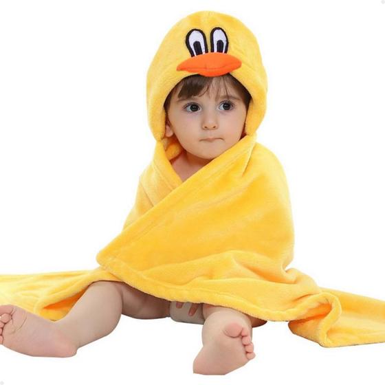 Imagem de Manta Cobertor Toalha de Banho com Capuz para Bebê Criança Lorben Manto Bichinhos Fleece Macio