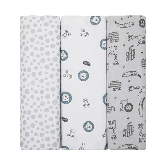 Imagem de Manta Cueiro Flanelado Composê Bebê Menina Menino 80X80CM 100% Algodão - Kit Com 3 Unidades