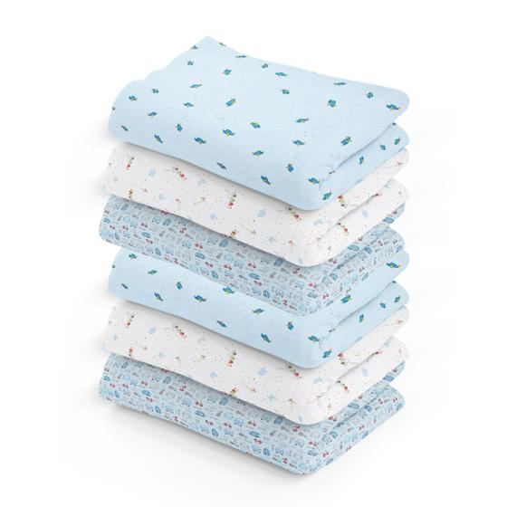 Menor preço em Manta CUEIRO Flanelado Estampado Bebê RECÉM NASCIDO - 6 un. 100% Algodão - Papi 80 x 50 cm