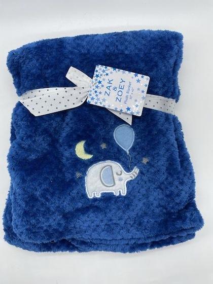 Imagem de Manta em Microfleece Azul com aplique de Elefantinho 76x91cm
