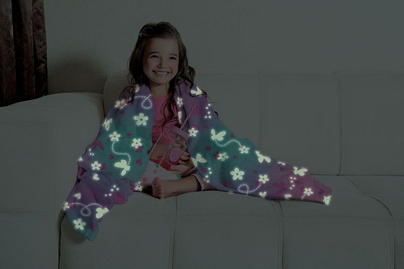 Imagem de Manta Fleece de Sofá Brilha no Escuro Kids Glow Rosa Lepper