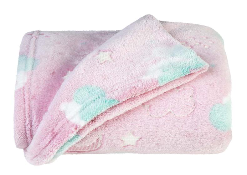 Imagem de Manta Infantil Fleece Dupla Face Solteiro Kids Glow Rosa