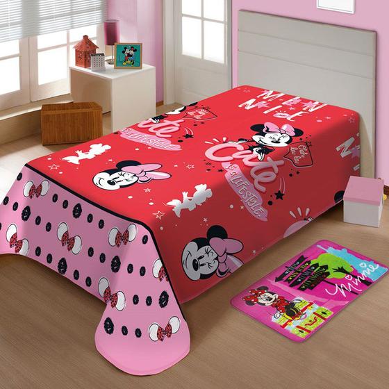 Imagem de Manta Jolitex Soft Solteiro 1,50 x 2,00m Minnie Mouse II - VERMELHO