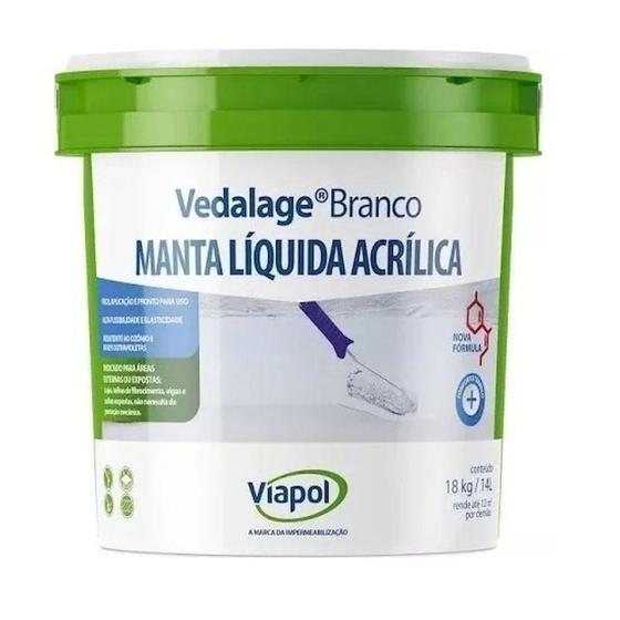 Manta Liquida Acrilica Vedalage Branco 3.6kg - Viapol Menor preço em Manta Liquida Acrilica Vedalage Branco 3.6kg - Viapol