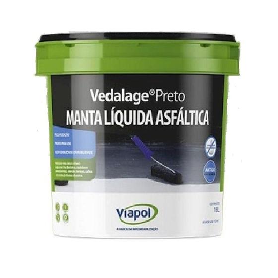 Manta Liquida Asfáltica Vedalage Preto 3.6kg - Viapol Menor preço em Manta Liquida Asfáltica Vedalage Preto 3.6kg - Viapol