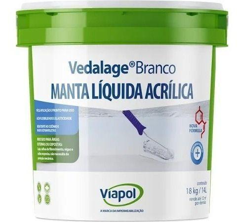 Manta Líquida Branca Vedalage Viapol Impermeabilizante 3,6lt Menor preço em Manta Líquida Branca Vedalage Viapol Impermeabilizante 3,6lt