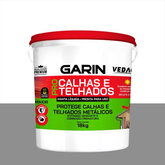 Imagem de Manta líquida Calhas e Telhados Pro metalica galvanizado premium - garin vedag 18kg