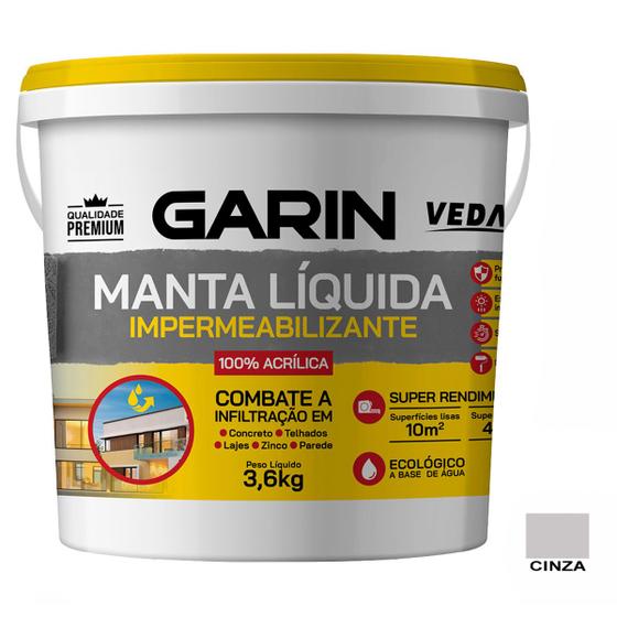 Manta Líquida Emborrachada Impermeabilizante Garin 3,6kg cores Menor preço em Manta Líquida Emborrachada Impermeabilizante Garin 3,6kg cores